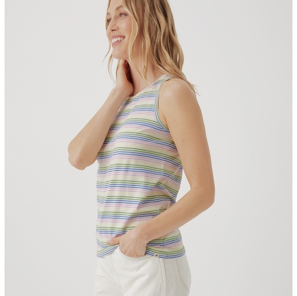 NWT Pact women's prism stripe soft spun high neck tank - Picture 3 of 7